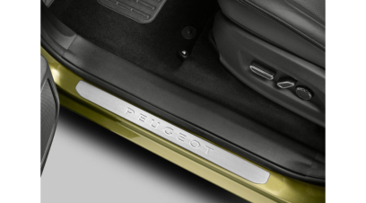 Peugeot Stainless Steel Door Sill Protectors – Front Pair with Logo.