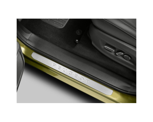 Peugeot Stainless Steel Door Sill Protectors – Front Pair with Logo.
