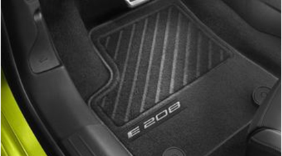 Peugeot 208 (2019-Present) EV Economy Carpet Floor Mat Set (Front & Rear) - Needle-Pile, Mistral Black