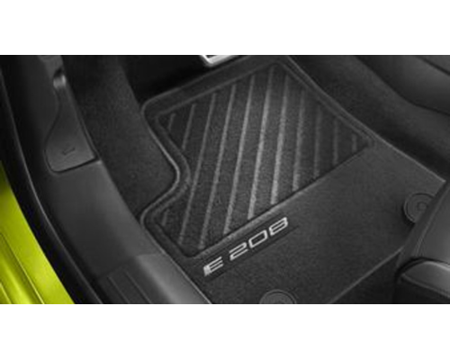 Peugeot 208 (2019-Present) EV Economy Carpet Floor Mat Set (Front & Rear) - Needle-Pile, Mistral Black