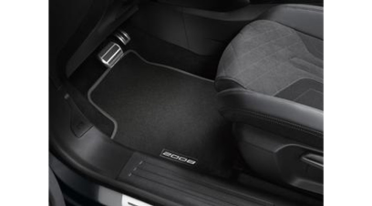 Peugeot 2008 Velour Floor Mats (2019–2024) – Full Set, Black with Embroidered Logo