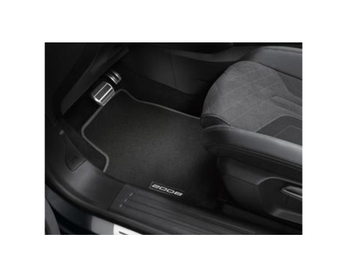 Peugeot 2008 Velour Floor Mats (2019–2024) – Full Set, Black with Embroidered Logo