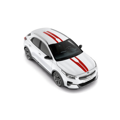 Decals, racing stripes, glossy red